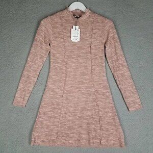 NEW Zara Dress Girl's 13-14 Pink Ribbed Mock Neck Stretch Fall Autumn Casual